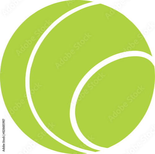Classic Tennis Ball Icon Flat Vector Design in Vibrant Green with White Seams