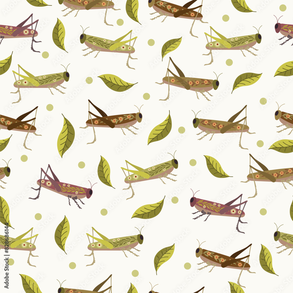 grasshopper seamless pattern in flat vector grasshopper seamless pattern in flat vector