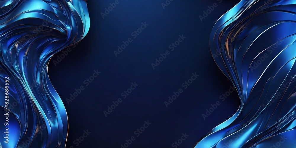 3D Metallic Blue Shape Background. Made with Generative AI Technology