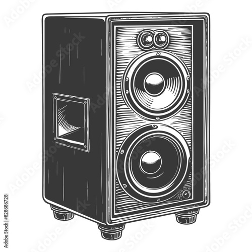 a Music speakers with engraving style