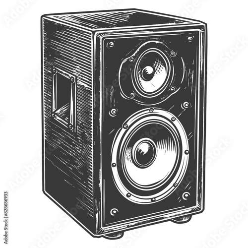 a Music speakers with engraving style