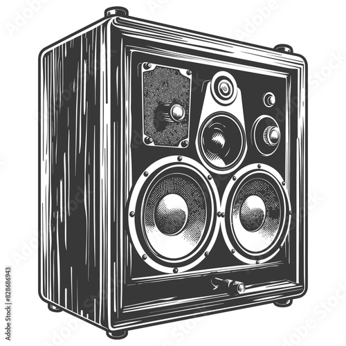 a Music speakers with engraving style