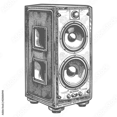 a Music speakers with engraving style