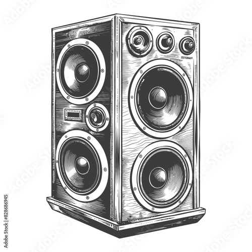 a Music speakers with engraving style