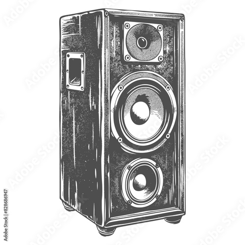 a Music speakers with engraving style