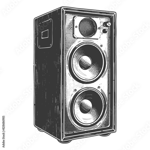 a Music speakers with old engraving style