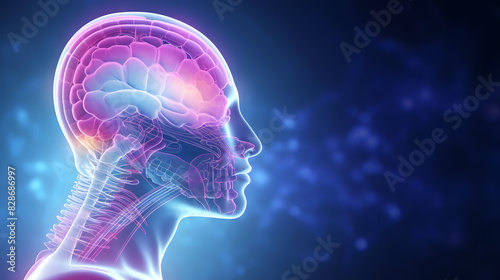 3d illustration visualized a brain and spinal cord research abstract graphic background in futuristic style for medical presentation