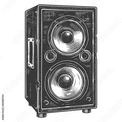 a Music speakers with old engraving style
