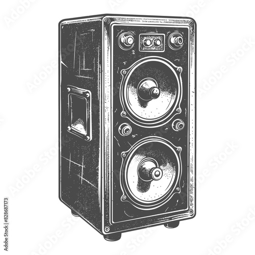 a Music speakers with old engraving style