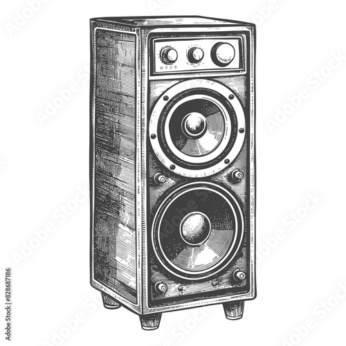 a Music speakers with old engraving style