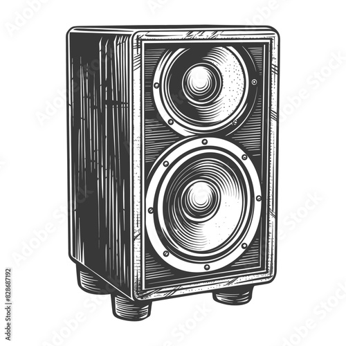 a Music speakers with old engraving style