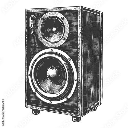 a Music speakers with old engraving style