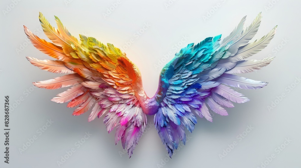 A colorful winged bird with rainbow feathers