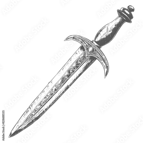 ancient dagger weapon with engraving style
