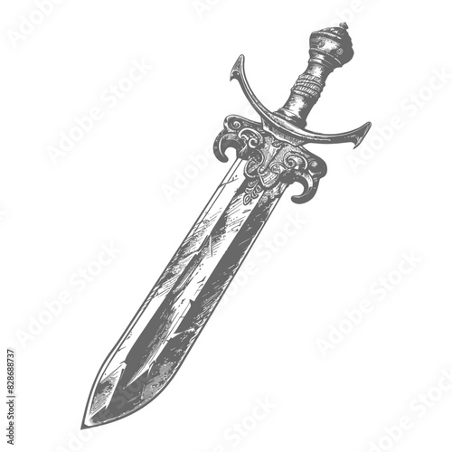 ancient dagger weapon with engraving style
