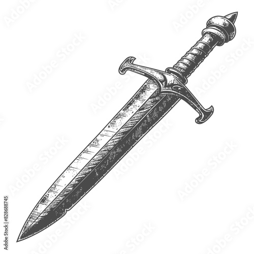 ancient dagger weapon with engraving style