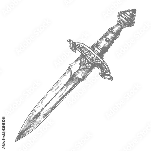 ancient dagger weapon with engraving style