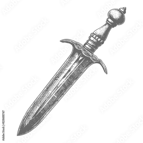 ancient dagger weapon with old engraving style
