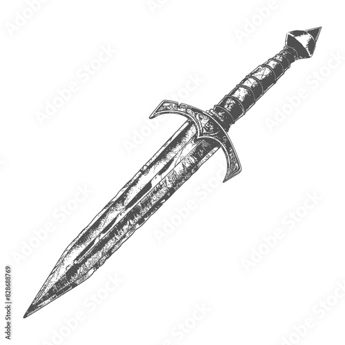ancient dagger weapon with old engraving style