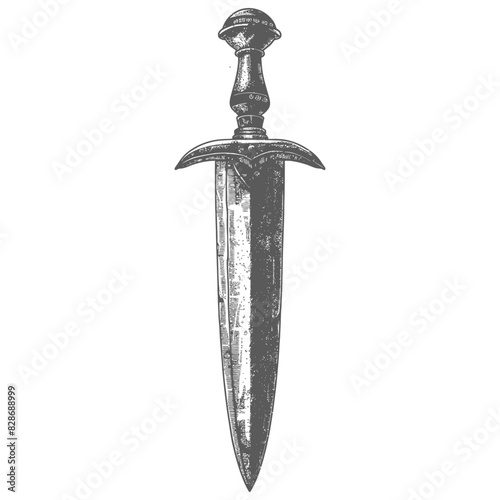 ancient dagger weapon with old engraving style