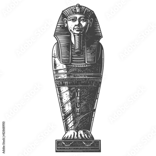 ancient egypt sarcophagus with old engraving style