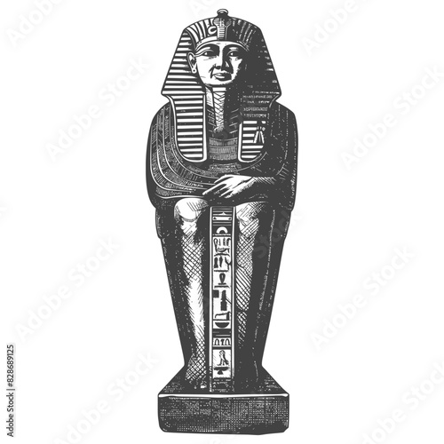ancient egypt sarcophagus with old engraving style