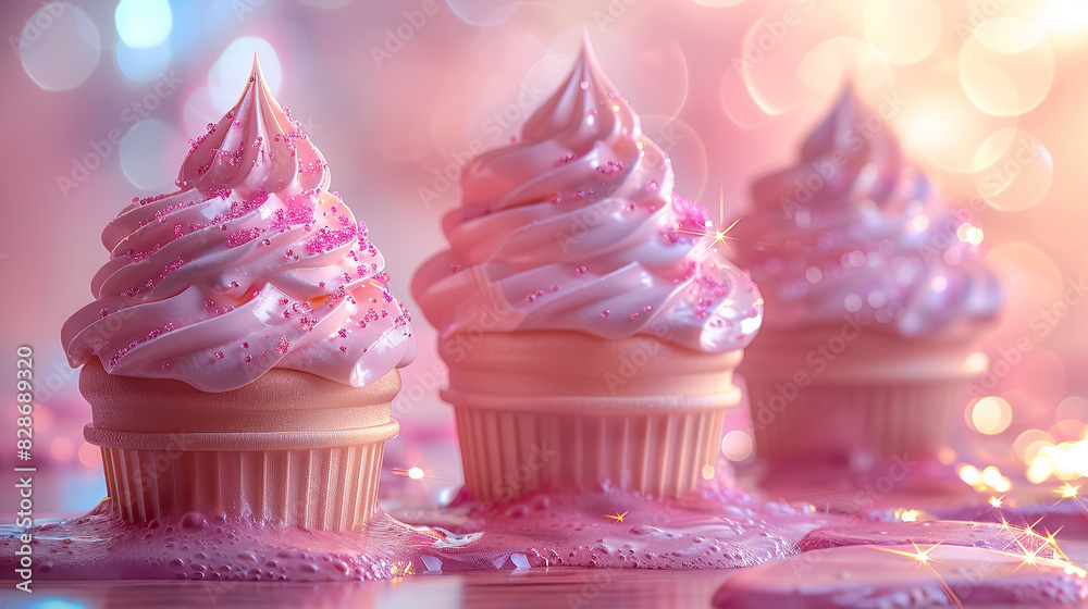 strawberry ice cream melting on table
