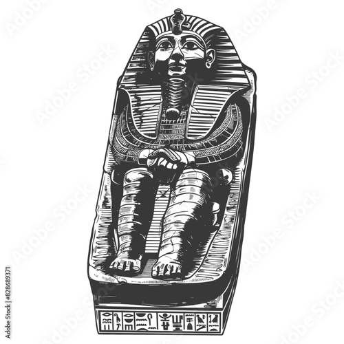 ancient egypt sarcophagus with old engraving style
