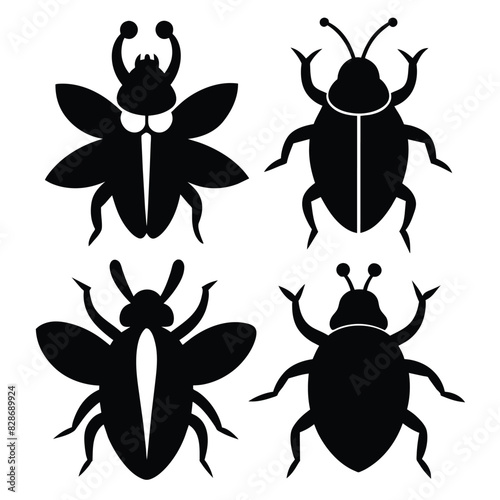 Set of Flower chafer beetle line icon black vector on white background © mobarok8888