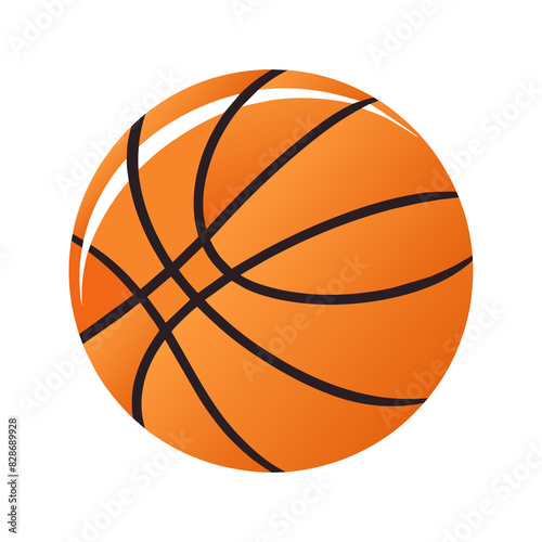 High-Resolution Vector Illustration of a Classic Orange Basketball with Realistic Black Panel Lines and Dynamic Lighting Effect