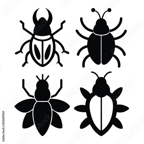 Set of Flower chafer beetle line icon black vector on white background © mobarok8888