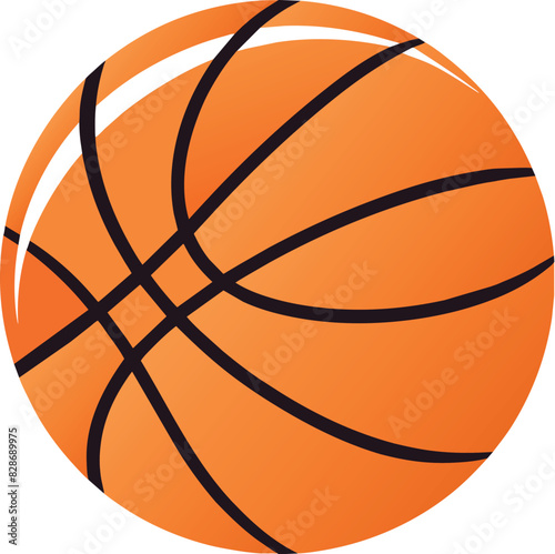 Vibrant Vector Illustration of a Classic Orange Basketball with Bold Black and White Panel Lines, Perfect for Sports Fans, Team Merchandise, and Creative Graphic Applications