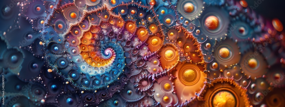 An abstract image of dots arranged in Fibonacci sequence spirals. An abstract image of dots arranged in Fibonacci sequence spirals.