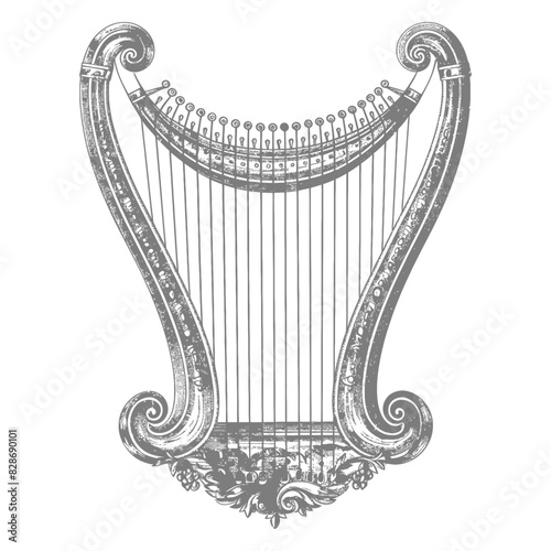 ancient lyre with engraving style