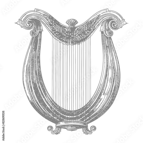 ancient lyre with engraving style