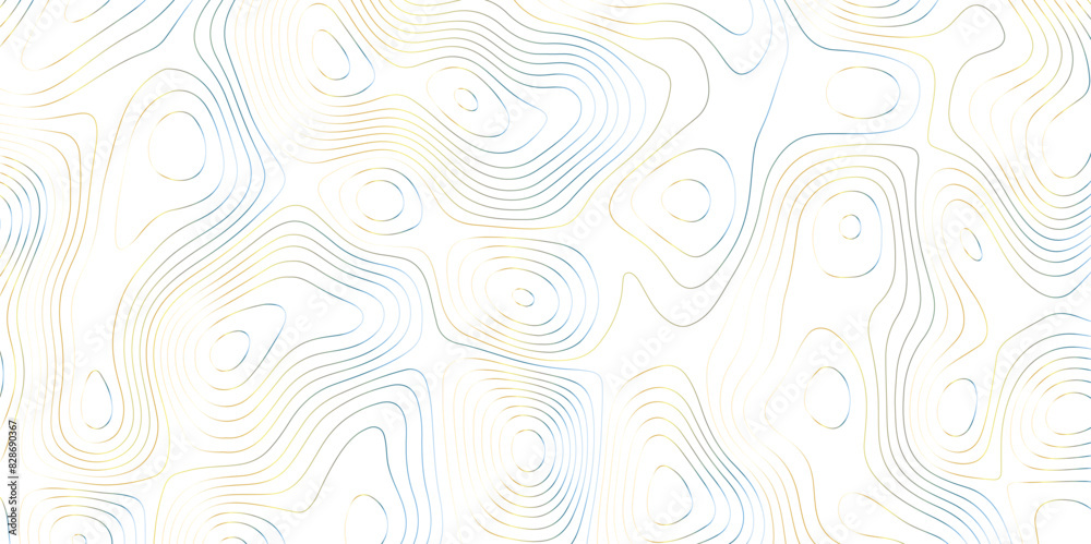 Fototapeta premium Abstract wavy topographic map. Abstract wavy and curved lines background. Abstract geometric topographic contour map background.
