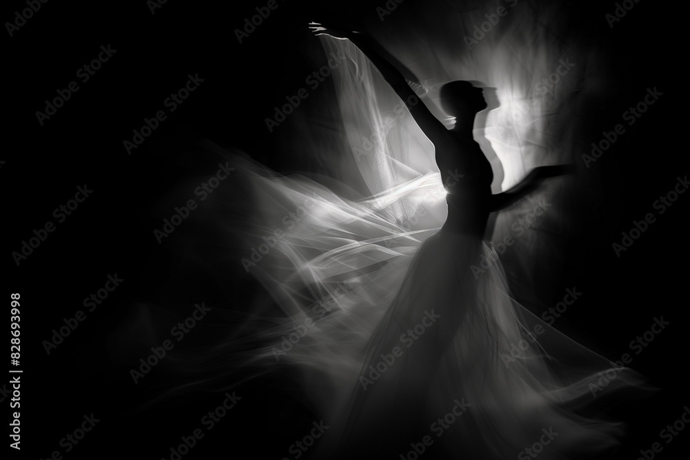 Fototapeta premium Artistic black and white image of a woman's body in a graceful pose, focusing on the elegance of the human form
