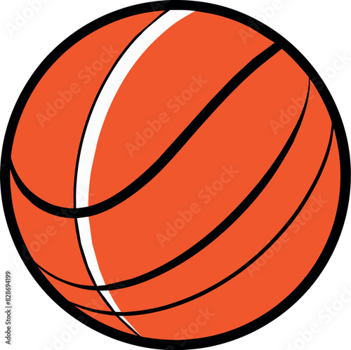 Vibrant Vector Illustration of a Classic Orange Basketball with Bold Black and White Panel Lines, Perfect for Sports Fans, Team Merchandise, and Creative Graphic Applications