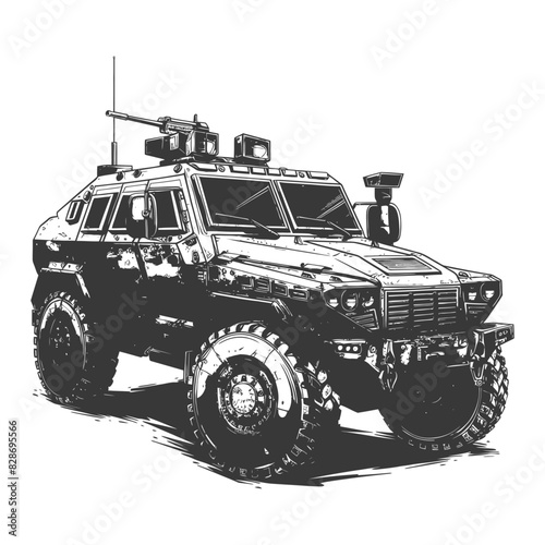 armored vehicle with engraving style
