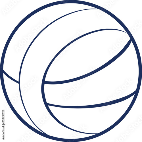 Line Drawing Vibrant Illustration of a Classic Volleyball with Dynamic Panel Design on a Pristine White Background