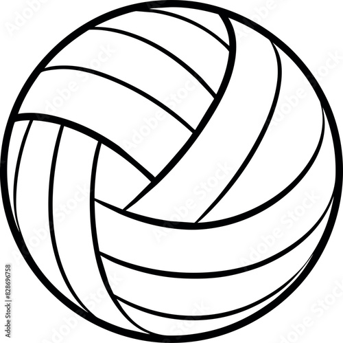 Line Drawing Vibrant Illustration of a Classic Volleyball with Dynamic Panel Design on a Pristine White Background
