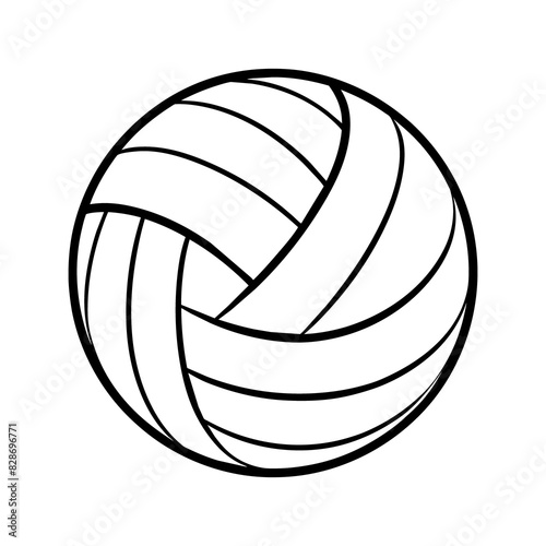 Line Drawing Vibrant Illustration of a Classic Volleyball with Dynamic Panel Design on a Pristine White Background