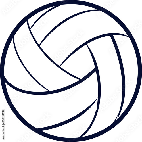 Line Drawing Vibrant Illustration of a Classic Volleyball with Dynamic Panel Design on a Pristine White Background