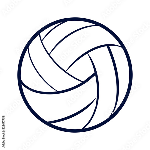 Line Drawing Vibrant Illustration of a Classic Volleyball with Dynamic Panel Design on a Pristine White Background