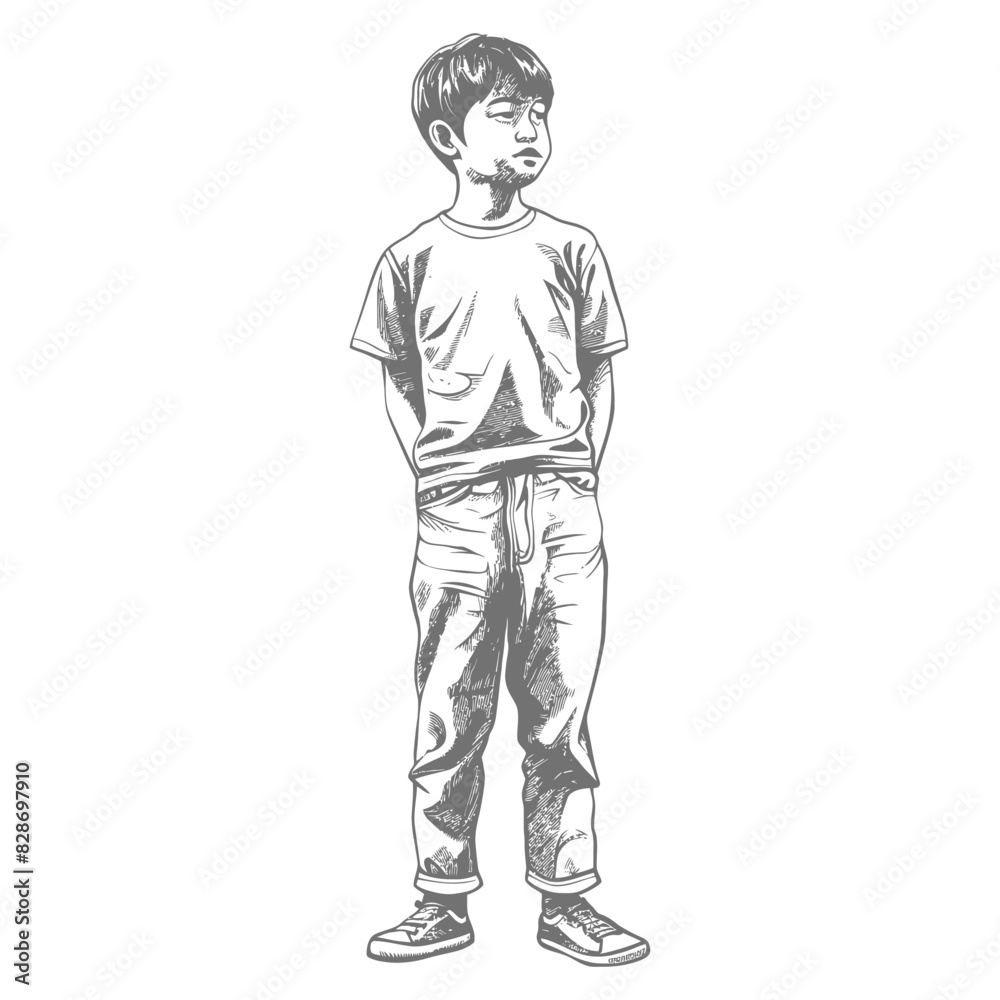 asian boy body with engraving style asian boy body with engraving style