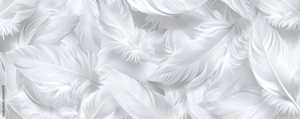 Abstract seamless pattern with white feathers in the style of vector illustration Abstract seamless pattern with white feathers in the style of vector illustration