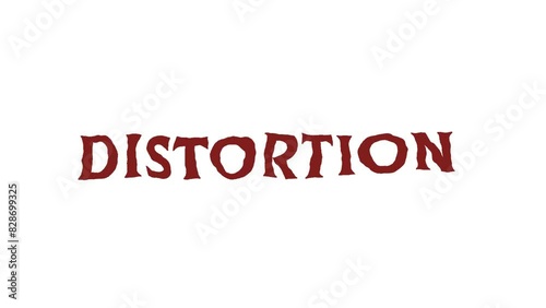 animated spooky red text word Distortion shaking and floating in the air