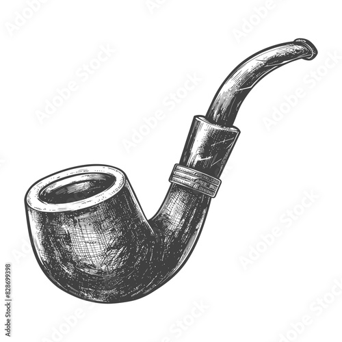 a smoking pipe with old engraving style
