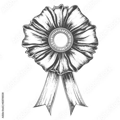 Award rosette with old engraving style