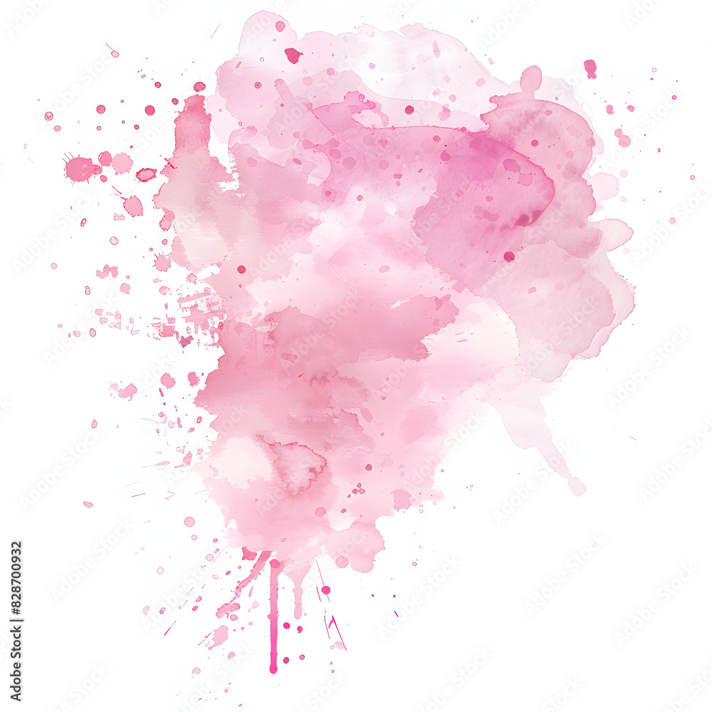 flat watercolor pastel pink splash, transparent, white background